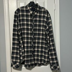 John Lennon Plaid Textured Button Down Top Size Xl